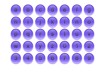 aqua buttons with letters