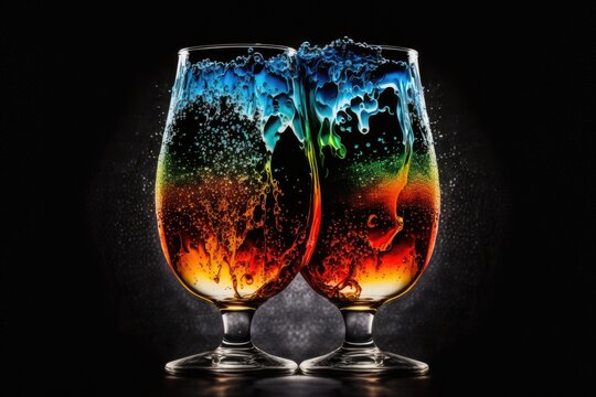An ultra-closeup photograph of a beer glass. Generative AI