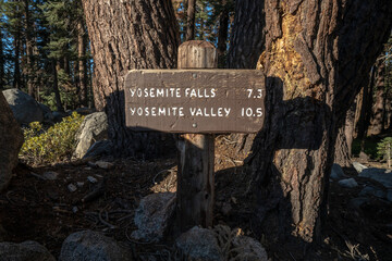 Yosemite Falls and Yosemite Valley Junction Sign