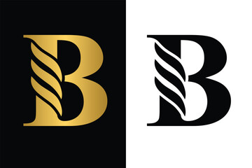 letter B. Gold and Black flower alphabet. Beautiful capital letters with shadow	
