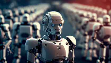 Fototapeta premium Humanoid robots. AI illustration.