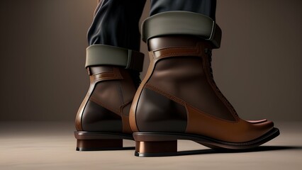 Detail of sitting man's boots - Generative AI