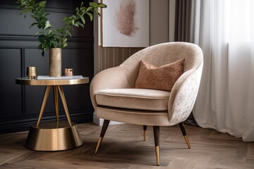 This image showcases a cozy armchair that immediately draws the eye with its comfortable design and inviting appearance Generative AI