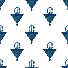 The berber fibula a sign of pride and chastity, come in various sizes. Moroccan ornament on a background. Harmonious watercolor pattern. Free-Hand.