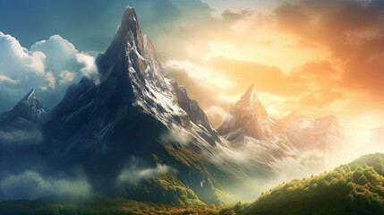 fantasy mountain scene, Generate Ai