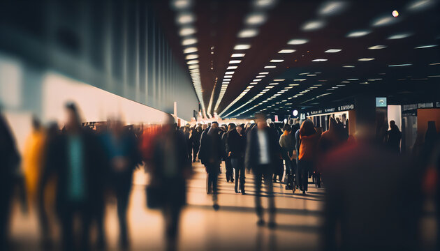 Background of an expo with blurred individuals