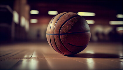 Basketball in a arena in background realistic isolat