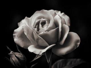 Fototapeta premium white rose on black background