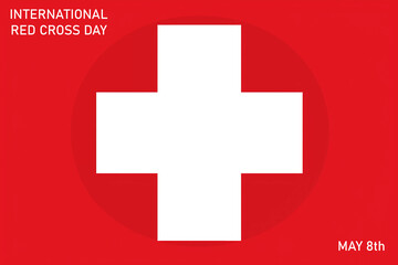Fototapeta premium Inrernational Red Cross Day horizontal banner with a white cross on a red background