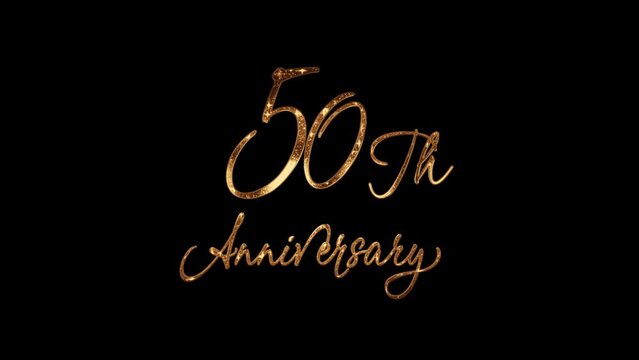Congratulations on the 50th anniversary in gold color. Great for anniversary Celebrations Around the World. 4k video greeting card. Transparent Background.