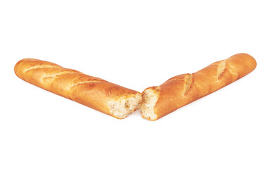Baguette on white background