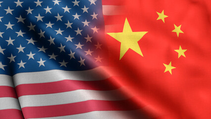 American China Flag Morph Background features a waving flag that consists of the U.S. flag morphed with the Chinese flag