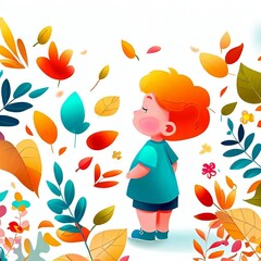 Forest boy, pure nature, happiness in color