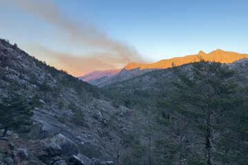 Fire on the hills near Peneda Geres National Park