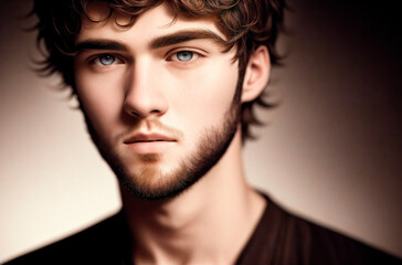 Obraz premium Young man. Portrait of guy. Generative AI.