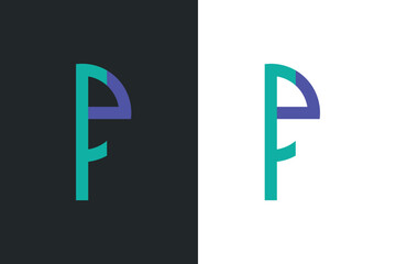 Letter F, and P combine unique logo vector illustration. FP letter mark logo template with smart color for light and dark background.