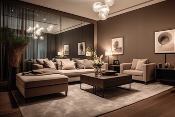 Fototapeta na wymiar Modern living room interior Generative AI