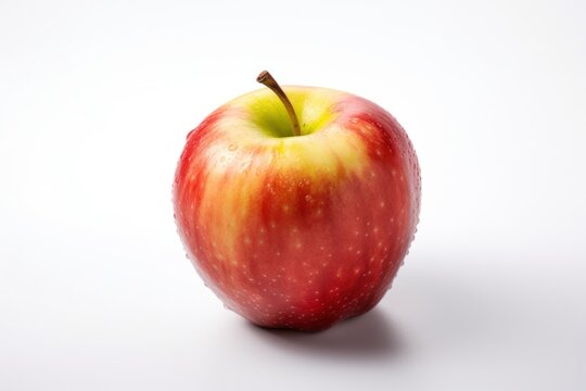 Single Fresh Apple on a Pristine White Background Simplicity and Healthiness - Generative Ai