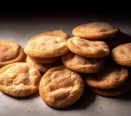 Fototapeta premium Snickerdoodles stacked on top of each other, close-up shot, generative ai
