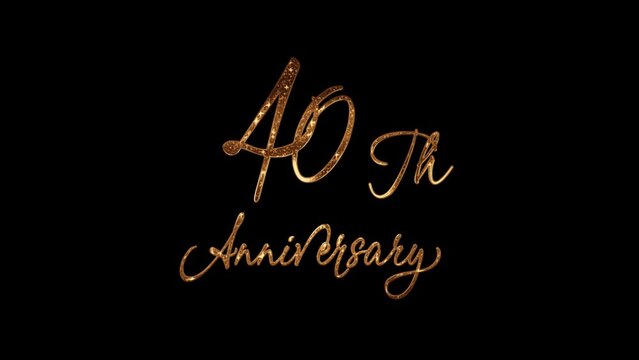 Congratulations on the 40th anniversary in gold color. Great for anniversary Celebrations Around the World. 4k video greeting card. Transparent Background.