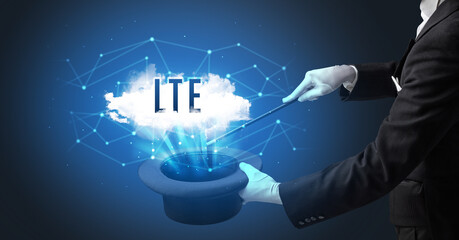 Magician or illusionist is showing magic trick