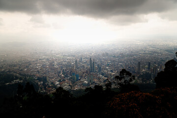 Historic district of Bogota (Colombia) seen from Monserrate hill after a storm