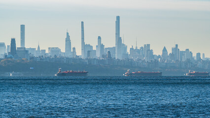 New York City look over the Hudson River in the morning