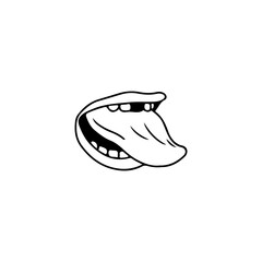vector doodle illustration of mouth sticking out tongue