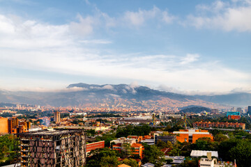 Panoramic sunrise view in Medellin, Colombia
