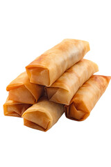 stack of spring rolls isolated on transparent background, generative ai