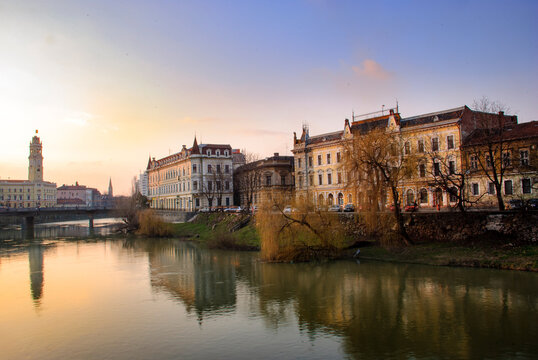 Sunset in the city of Oradea. Romania