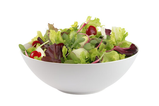 fresh salad in a bowl isolated on transparent background, generative ai