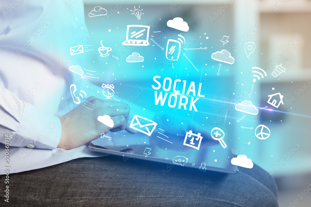 Aufkleber Close-up Of A Person Using Social Networking