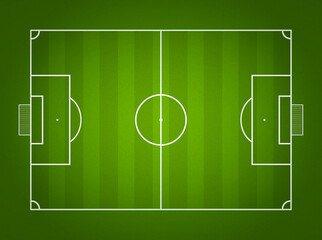 Top view of a vector football field with grass texture