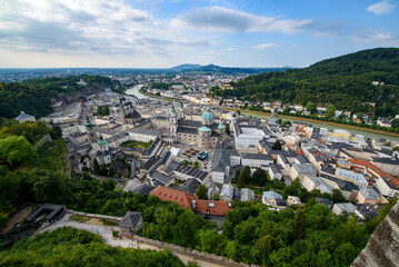 Fototapeta na wymiar Panoramic view of the historic city of Salzburg, Austria