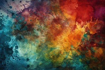 Naklejka na ściany i meble vibrant and abstract painting with colorful paint splatters. Generative AI
