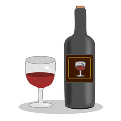 wine bottle and glass