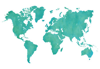 Fototapeta na wymiar watercolor world map. isolated on white background.