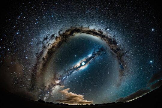 Milky Way shown in the night sky. Generative AI