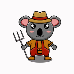 cute vector illustration of a farmer's koala