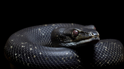 Obraz premium Boa constrictor with a black background, beautiful patterns