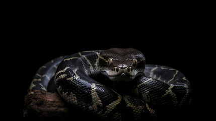 Obraz premium Boa constrictor with a black background, beautiful patterns