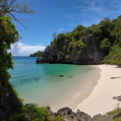 Beach Landscape  peaceful beach cove, perfect for a quiet escape 3- AI Generative