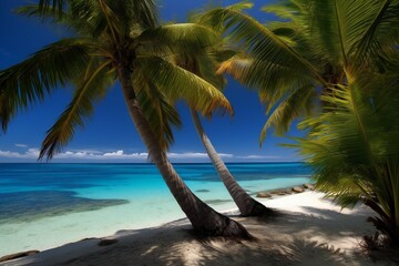 Beach Landscape coconut trees swing in the ocean 3 - AI Generative