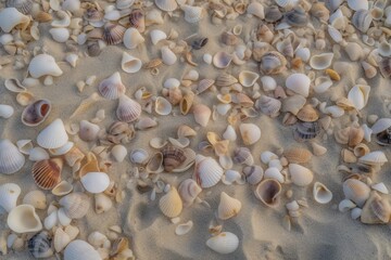 Beach Landscape Seashells scattered across the sand 1 - AI Generative