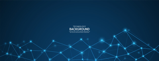 Abstract lines and dots connect background. Technology connection digital data and big data concept.