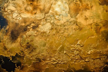 Gold and azure surface texture, oil on copper. Generative AI.