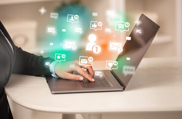 Young person surfing on social media network