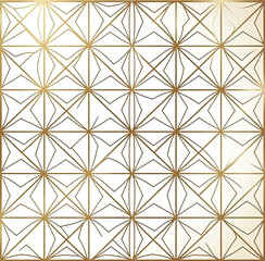 geometric wall pattern in white and gold. Generative Ai. 