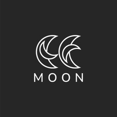 Four crescent moon logo from lines. Suitable for the entertainment industry, film industry and business.